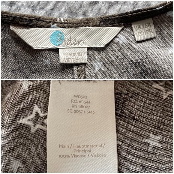 Boden Green Star Print midi length dress size 12 New - Picture 6 of 6